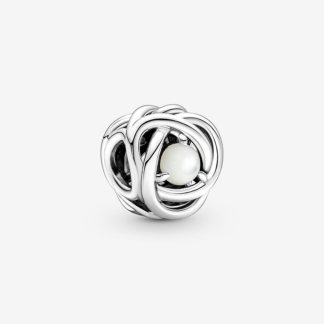 Pandora Moments June White Mother of Pearl Eternity Circle Charm