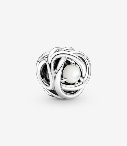 Pandora Moments June White Mother of Pearl Eternity Circle Charm