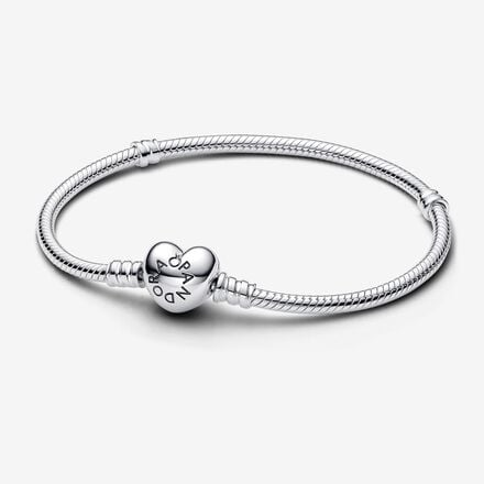 Pandora Moments Heart Clasp Snake Chain Bracelet Size 19