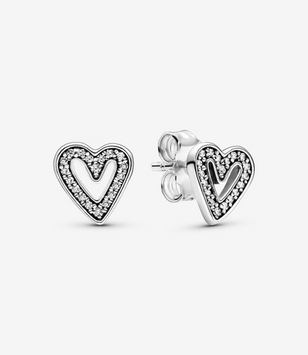 Pandora Moments Sparkling Freehand Heart Stud Earrings