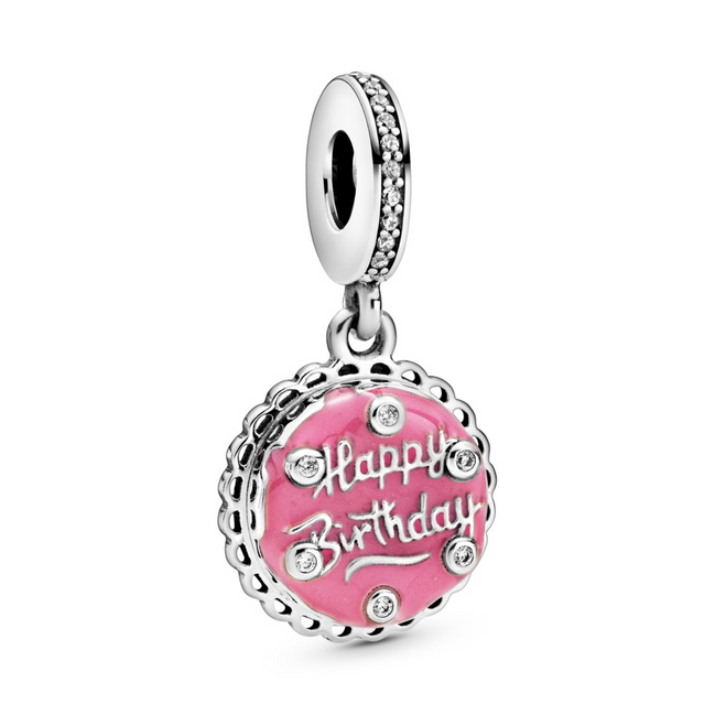 Pandora Moments Pink Happy Birthday Cake Dangle Charm