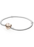 Pandora Moments Rose Heart Clasp Snake Chain Bracelet Size 19
