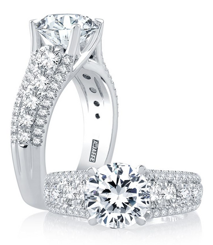 A.JAFFE 14K White Gold Diamond Pave Metropolitan Engagement Ring
