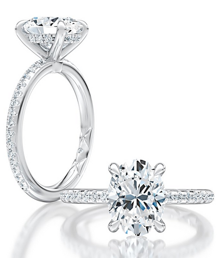 A.JAFFE 14K White Gold Oval Cut Diamond Engagement Ring