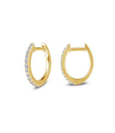 Lafonn 0.24 CTW Simulated Diamond Gold Overlay Oval Huggie Hoop Earrings