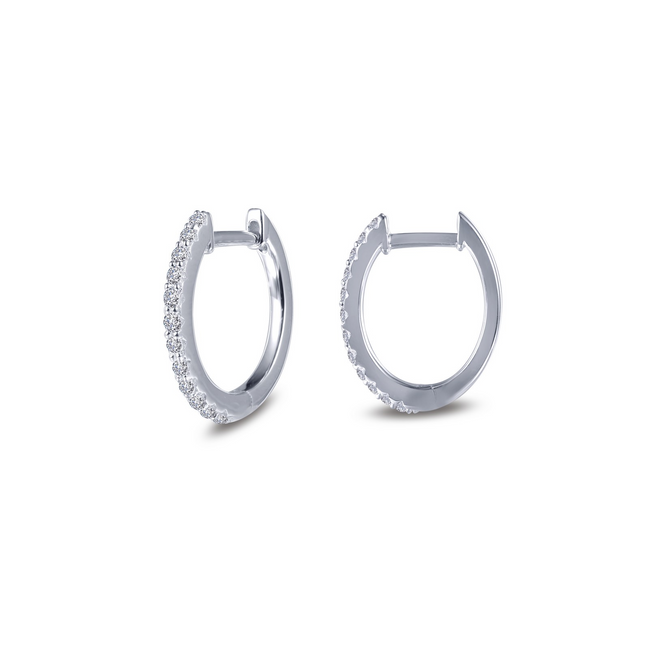 LaFonn 0.24 CTW Simulated Diamond Oval Huggie Hoop Earrings