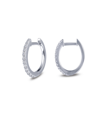LaFonn 0.24 CTW Simulated Diamond Oval Huggie Hoop Earrings