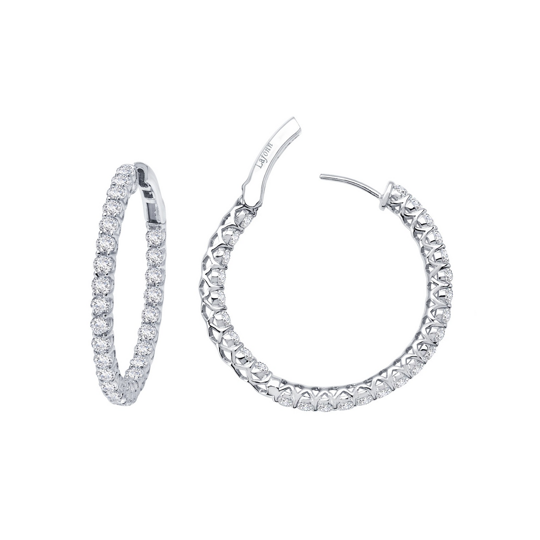 LaFonn Simulated Diamond Inside Out Hoop Earrings