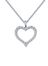 LaFonn Simulated Diamond Open Heart Pendant Necklace