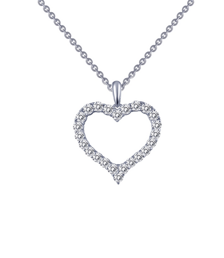 LaFonn Simulated Diamond Open Heart Pendant Necklace