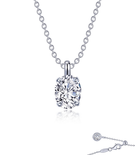 LaFonn 2 CTW Simulated Diamond Oval Solitaire Necklace