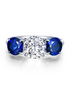 LaFonn 4.10 CTW Simulated Daimond and Fancy Lab-Grown Sapphire Three-Stone Ring