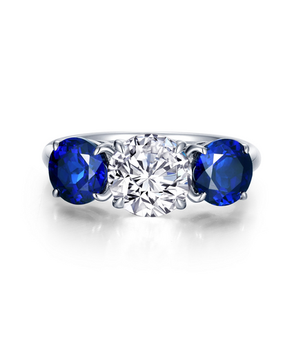 LaFonn 4.10 CTW Simulated Daimond and Fancy Lab-Grown Sapphire Three-Stone Ring