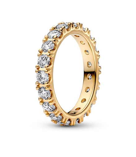 PandoraTimeless 14K Gold-Plated Sparkling Row Eternity Ring Size 7.5