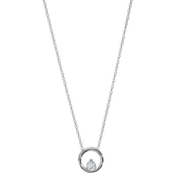 Ladies 14K White Gold And  Diamond Round Shape Pendant