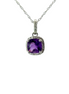 Ladies 14K White Gold Amethyst And Diamond Necklace