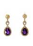 Ladies 14K Yellow Gold Amethyst And Diamond Dangle Earrings