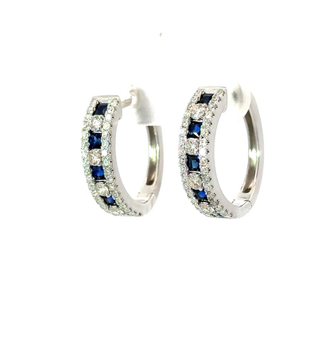 Sapphire And Diamond Oval Hoop Earrings