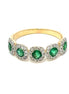 14K Yellow Gold Diamond and Vibrant Emerald Fashion Ring