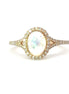 14K Yellow Gold Oval Opal and Diamond Fashion Ring