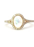 14K Yellow Gold Opal and Diamond Oval Shaped Fashion Ring