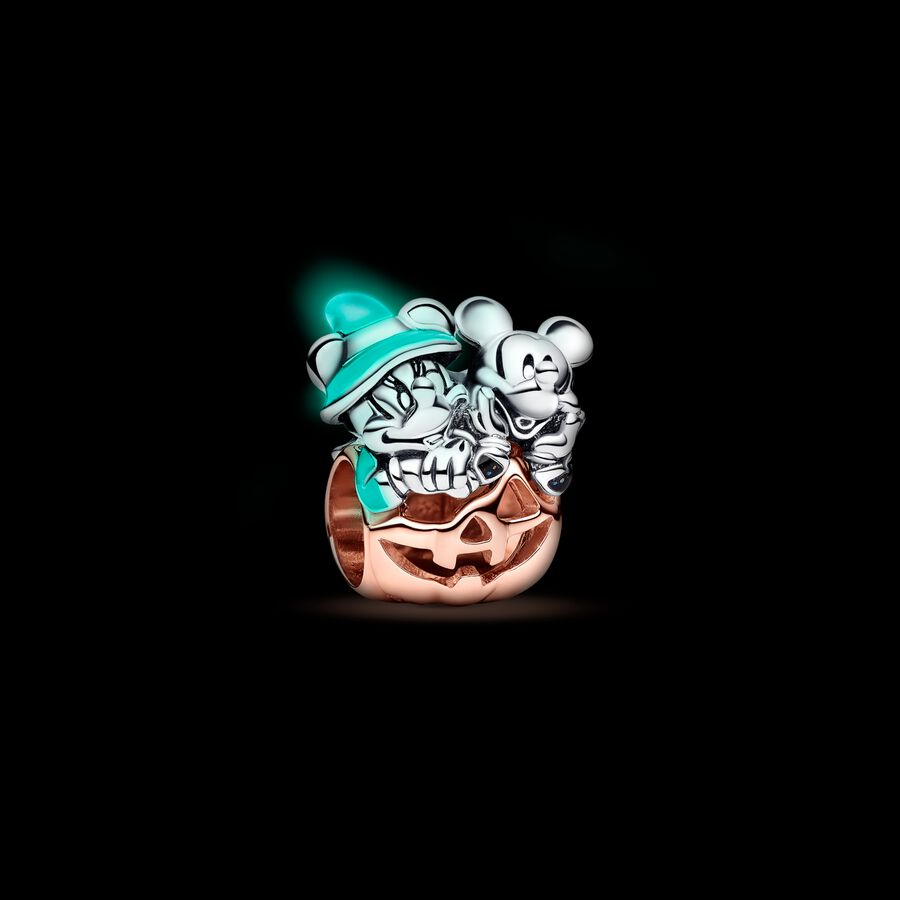 Disney Pandora Mickey Mouse & Minnie Mouse Halloween Pumpkin Charm