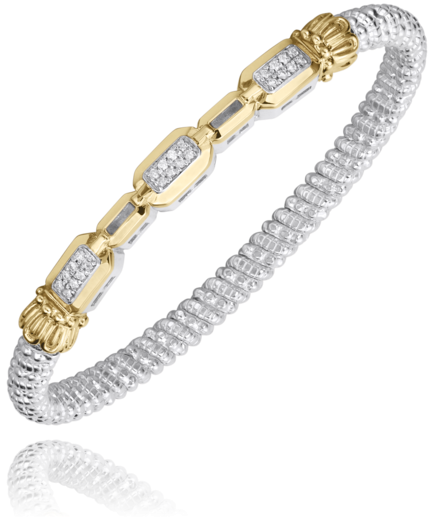 Vahan 14K Gold and Sterling Silver 0.18 CTW Diamond Paper Clip 4mm Closed Bracelet