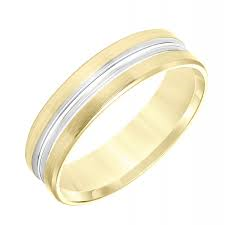 Men's 14K Two Toned Beveled Edge Wedding Band