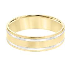 Men's Goldman 14K Yellow Gold Flat Edge Carved Wedding Band
