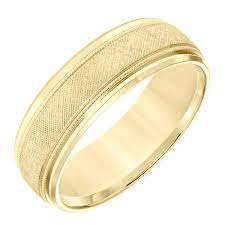 Men's 14k Yellow Gold Engraved Milgrain Wedding Band