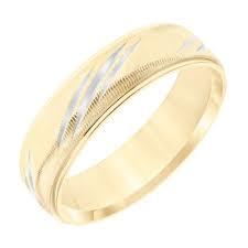 Men's 14k Yellow Gold Engraved Swiss Cut Wedding Band