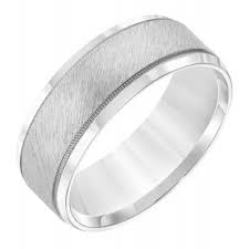 Men's 14K White Gold Satin Finish Wedding Band Size 10