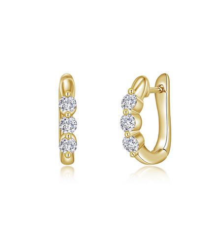 Lafonn 0.66 CTW Simulated Diamond 3-Stone Huggie Hoop Earrings