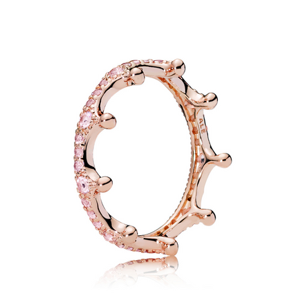 Pandora Moments  Pink Enchanted Crown Ring Size 8.5