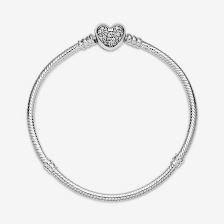 Pandora Disney Mickey Mouse Heart Clasp Snake Chain Bracelet Size Size 20