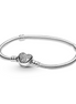 Pandora Disney Mickey Mouse Heart Clasp Snake Chain Bracelet Size 21