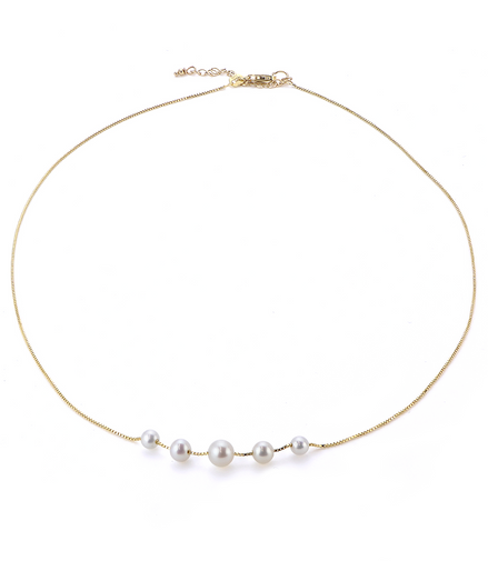 14k Yellow Gold and Pearl Necklace