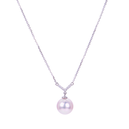 Imperial Pearl Ladies 14KT White Gold Akoya Pearl And Diamond Necklace