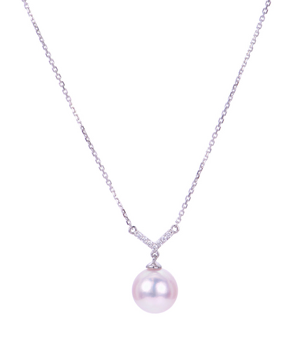 Imperial Pearl Ladies 14KT White Gold Akoya Pearl And Diamond Necklace