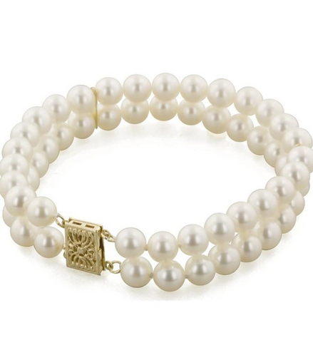Imperial Pearl 14K Gold And Freshwater Culutred Pearl Double Strand Bracelet