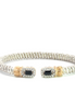 Vahan 14K Gold And Sterling Silver Diamond With Black Onyx 4mm Open Cuff Bracelet