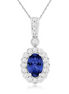 14K White Gold And Tanzanite Diamond Pendant Necklace