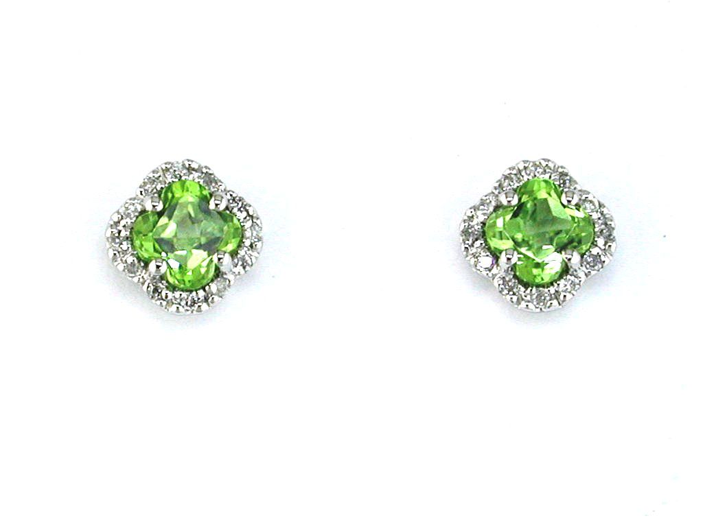 Royal Jewelry 14K White Gold Peridot Earrings