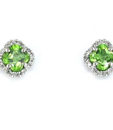Royal Jewelry 14K White Gold Peridot Earrings