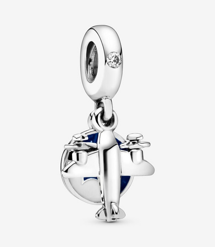Panodra Moments "To Travel Is To Live" Propeller Plane Dangle Charm