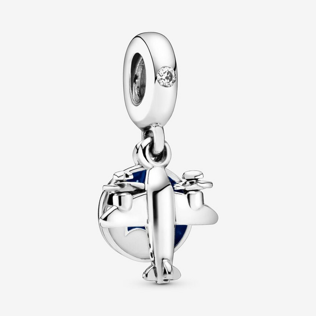 Panodra Moments "To Travel Is To Live" Propeller Plane Dangle Charm