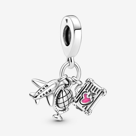 Pandora Moments Airplane, Globe & Suitcase Dangle Charm