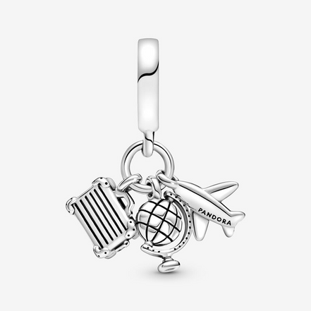 Pandora Moments Airplane, Globe & Suitcase Dangle Charm