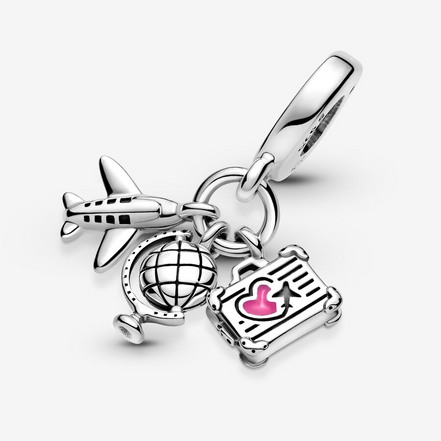 Pandora Moments Airplane, Globe & Suitcase Dangle Charm