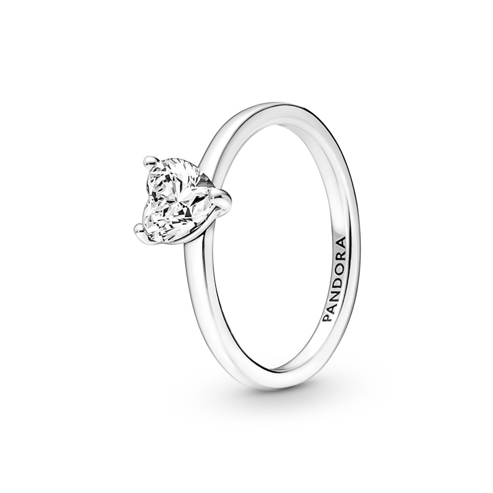 Pandora Timeless Sparkling Heart Solitaire Ring Size 7